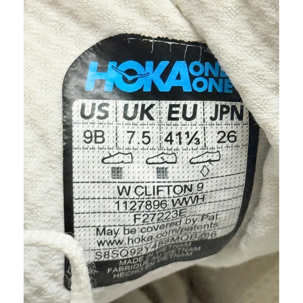 Hoka Clifton 9 White White Running Shoes Womens 9B Sneakers 1127896-WWH